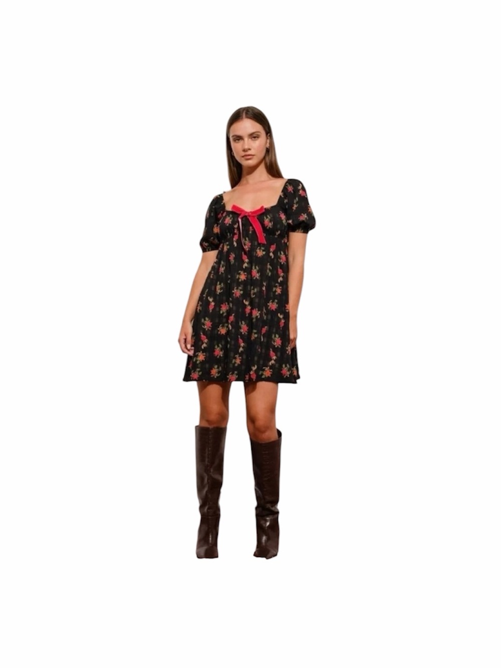 Pretty Garbage rose plaid puff sleeve Lolita babydoll mini dress size L